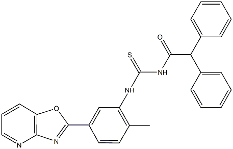 N-(diphenylacetyl)-N'-(2-methyl-5-[1,3]oxazolo[4,5-b]pyridin-2-ylphenyl)thiourea 구조식 이미지