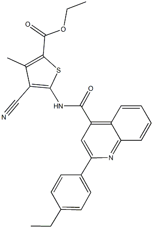ethyl 4-cyano-5-({[2-(4-ethylphenyl)-4-quinolinyl]carbonyl}amino)-3-methyl-2-thiophenecarboxylate 구조식 이미지