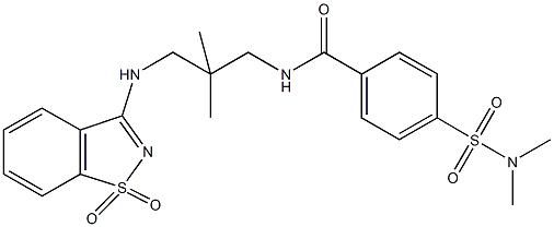 4-[(dimethylamino)sulfonyl]-N-{3-[(1,1-dioxido-1,2-benzisothiazol-3-yl)amino]-2,2-dimethylpropyl}benzamide 구조식 이미지