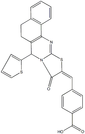 4-[(9-oxo-7-(2-thienyl)-5,7-dihydro-6H-benzo[h][1,3]thiazolo[2,3-b]quinazolin-10(9H)-ylidene)methyl]benzoic acid Structure