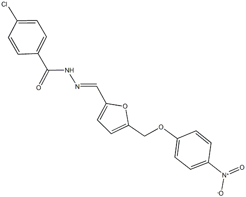 4-chloro-N'-{[5-({4-nitrophenoxy}methyl)-2-furyl]methylene}benzohydrazide 구조식 이미지