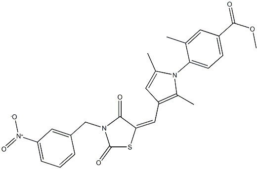 methyl 4-{3-[(3-{3-nitrobenzyl}-2,4-dioxo-1,3-thiazolidin-5-ylidene)methyl]-2,5-dimethyl-1H-pyrrol-1-yl}-3-methylbenzoate Structure