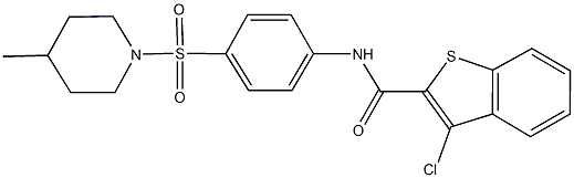 3-chloro-N-{4-[(4-methylpiperidin-1-yl)sulfonyl]phenyl}-1-benzothiophene-2-carboxamide Structure