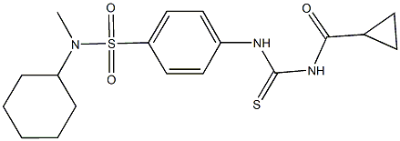 N-cyclohexyl-4-({[(cyclopropylcarbonyl)amino]carbothioyl}amino)-N-methylbenzenesulfonamide 구조식 이미지