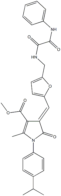 methyl 4-{[5-({[anilino(oxo)acetyl]amino}methyl)-2-furyl]methylene}-1-(4-isopropylphenyl)-2-methyl-5-oxo-4,5-dihydro-1H-pyrrole-3-carboxylate Structure