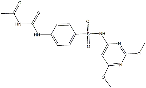 4-{[(acetylamino)carbothioyl]amino}-N-(2,6-dimethoxy-4-pyrimidinyl)benzenesulfonamide 구조식 이미지