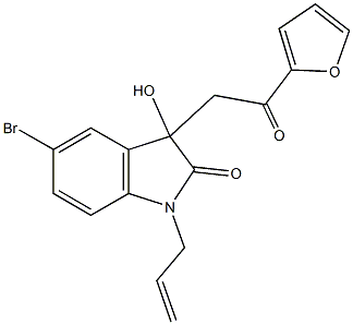 1-allyl-5-bromo-3-[2-(2-furyl)-2-oxoethyl]-3-hydroxy-1,3-dihydro-2H-indol-2-one 구조식 이미지