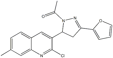 3-[1-acetyl-3-(2-furyl)-4,5-dihydro-1H-pyrazol-5-yl]-2-chloro-7-methylquinoline 구조식 이미지