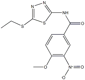 N-[5-(ethylsulfanyl)-1,3,4-thiadiazol-2-yl]-3-nitro-4-methoxybenzamide 구조식 이미지