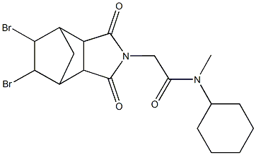 N-cyclohexyl-2-(8,9-dibromo-3,5-dioxo-4-azatricyclo[5.2.1.0~2,6~]dec-4-yl)-N-methylacetamide Structure