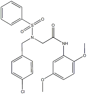 N-[2,5-bis(methyloxy)phenyl]-2-[[(4-chlorophenyl)methyl](phenylsulfonyl)amino]acetamide 구조식 이미지