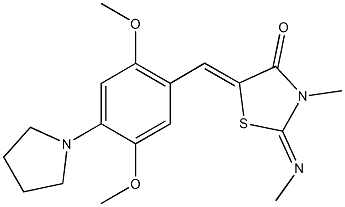 5-[2,5-dimethoxy-4-(1-pyrrolidinyl)benzylidene]-3-methyl-2-(methylimino)-1,3-thiazolidin-4-one 구조식 이미지