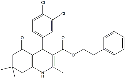 2-phenylethyl 4-(3,4-dichlorophenyl)-2,7,7-trimethyl-5-oxo-1,4,5,6,7,8-hexahydro-3-quinolinecarboxylate 구조식 이미지