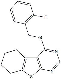 2-fluorobenzyl 5,6,7,8-tetrahydro[1]benzothieno[2,3-d]pyrimidin-4-yl sulfide 구조식 이미지