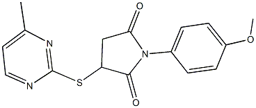 1-(4-methoxyphenyl)-3-[(4-methyl-2-pyrimidinyl)sulfanyl]-2,5-pyrrolidinedione 구조식 이미지