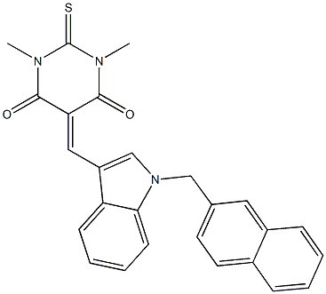 1,3-dimethyl-5-{[1-(2-naphthylmethyl)-1H-indol-3-yl]methylene}-2-thioxodihydro-4,6(1H,5H)-pyrimidinedione 구조식 이미지