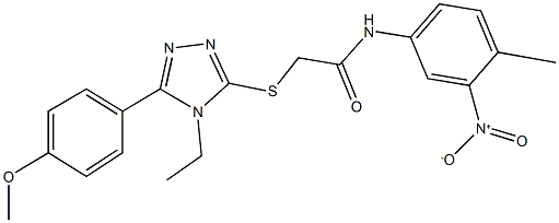 2-{[4-ethyl-5-(4-methoxyphenyl)-4H-1,2,4-triazol-3-yl]sulfanyl}-N-{3-nitro-4-methylphenyl}acetamide 구조식 이미지