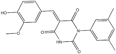 1-(3,5-dimethylphenyl)-5-(4-hydroxy-3-methoxybenzylidene)-2,4,6(1H,3H,5H)-pyrimidinetrione 구조식 이미지