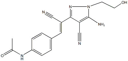 N-(4-{2-[5-amino-4-cyano-1-(2-hydroxyethyl)-1H-pyrazol-3-yl]-2-cyanovinyl}phenyl)acetamide Structure