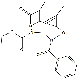 ethyl 8-benzoyl-3,10-dimethyl-4-oxo-9-oxa-5,6,8-triazatricyclo[5.2.2.0~2,5~]undec-10-ene-6-carboxylate 구조식 이미지