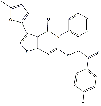 2-{[2-(4-fluorophenyl)-2-oxoethyl]sulfanyl}-5-(5-methyl-2-furyl)-3-phenylthieno[2,3-d]pyrimidin-4(3H)-one 구조식 이미지