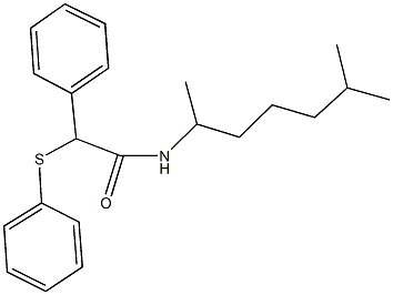 N-(1,5-dimethylhexyl)-2-phenyl-2-(phenylsulfanyl)acetamide 구조식 이미지