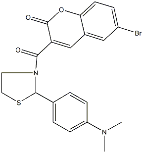 6-bromo-3-({2-[4-(dimethylamino)phenyl]-1,3-thiazolidin-3-yl}carbonyl)-2H-chromen-2-one 구조식 이미지