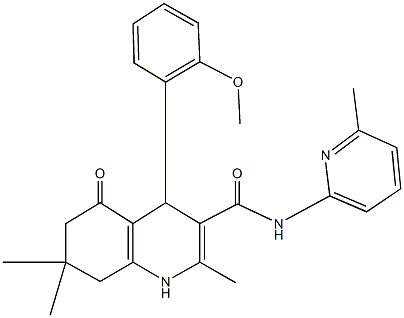 4-(2-methoxyphenyl)-2,7,7-trimethyl-N-(6-methylpyridin-2-yl)-5-oxo-1,4,5,6,7,8-hexahydroquinoline-3-carboxamide 구조식 이미지