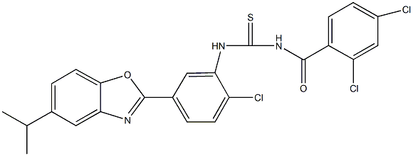 N-[2-chloro-5-(5-isopropyl-1,3-benzoxazol-2-yl)phenyl]-N'-(2,4-dichlorobenzoyl)thiourea Structure