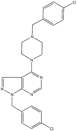 1-(4-chlorobenzyl)-4-[4-(4-chlorobenzyl)-1-piperazinyl]-1H-pyrazolo[3,4-d]pyrimidine Structure