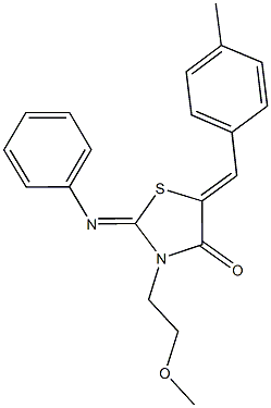 3-(2-methoxyethyl)-5-(4-methylbenzylidene)-2-(phenylimino)-1,3-thiazolidin-4-one Structure