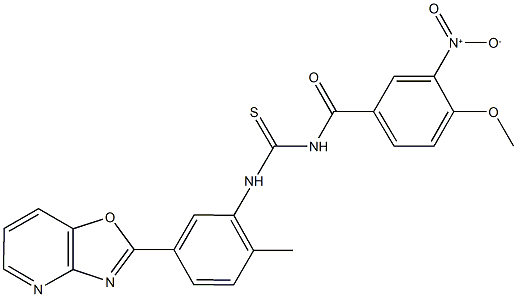 N-{3-nitro-4-methoxybenzoyl}-N'-(2-methyl-5-[1,3]oxazolo[4,5-b]pyridin-2-ylphenyl)thiourea Structure