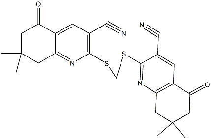 2-({[(3-cyano-7,7-dimethyl-5-oxo-5,6,7,8-tetrahydroquinolin-2-yl)sulfanyl]methyl}sulfanyl)-7,7-dimethyl-5-oxo-5,6,7,8-tetrahydroquinoline-3-carbonitrile 구조식 이미지