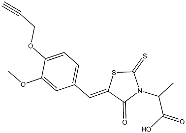2-{5-[3-methoxy-4-(2-propynyloxy)benzylidene]-4-oxo-2-thioxo-1,3-thiazolidin-3-yl}propanoic acid Structure