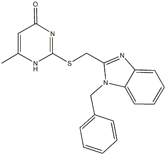 2-{[(1-benzyl-1H-benzimidazol-2-yl)methyl]sulfanyl}-6-methyl-4(1H)-pyrimidinone 구조식 이미지