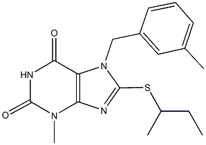 8-(sec-butylsulfanyl)-3-methyl-7-(3-methylbenzyl)-3,7-dihydro-1H-purine-2,6-dione 구조식 이미지