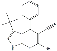 6-amino-3-tert-butyl-4-(3-pyridinyl)-1,4-dihydropyrano[2,3-c]pyrazole-5-carbonitrile 구조식 이미지