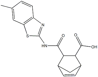 3-{[(6-methyl-1,3-benzothiazol-2-yl)amino]carbonyl}bicyclo[2.2.1]hept-5-ene-2-carboxylic acid Structure
