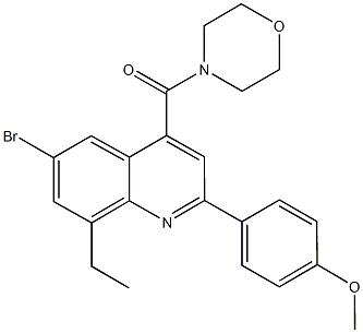 4-[6-bromo-8-ethyl-4-(4-morpholinylcarbonyl)-2-quinolinyl]phenyl methyl ether Structure