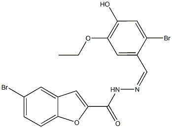 5-bromo-N'-(2-bromo-5-ethoxy-4-hydroxybenzylidene)-1-benzofuran-2-carbohydrazide 구조식 이미지