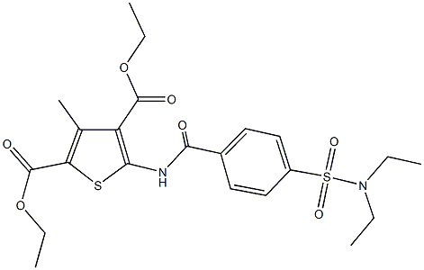 diethyl 5-({4-[(diethylamino)sulfonyl]benzoyl}amino)-3-methyl-2,4-thiophenedicarboxylate Structure