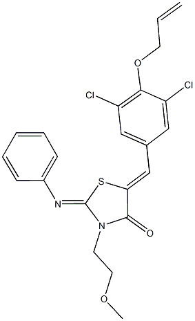 5-[4-(allyloxy)-3,5-dichlorobenzylidene]-3-(2-methoxyethyl)-2-(phenylimino)-1,3-thiazolidin-4-one 구조식 이미지