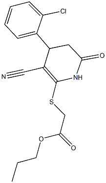 propyl {[4-(2-chlorophenyl)-3-cyano-6-oxo-1,4,5,6-tetrahydro-2-pyridinyl]sulfanyl}acetate 구조식 이미지