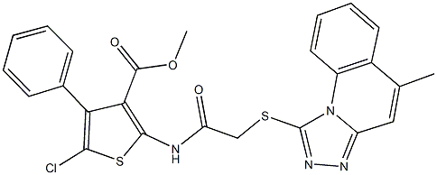 methyl 5-chloro-2-({[(5-methyl[1,2,4]triazolo[4,3-a]quinolin-1-yl)sulfanyl]acetyl}amino)-4-phenyl-3-thiophenecarboxylate Structure