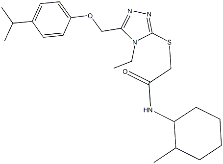 2-({4-ethyl-5-[(4-isopropylphenoxy)methyl]-4H-1,2,4-triazol-3-yl}sulfanyl)-N-(2-methylcyclohexyl)acetamide Structure