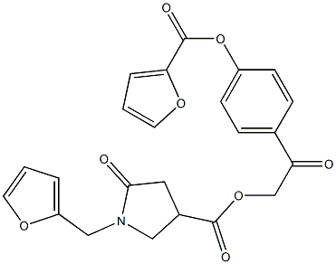 2-[4-(2-furoyloxy)phenyl]-2-oxoethyl 1-(2-furylmethyl)-5-oxo-3-pyrrolidinecarboxylate 구조식 이미지