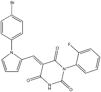 5-{[1-(4-bromophenyl)-1H-pyrrol-2-yl]methylene}-1-(2-fluorophenyl)-2,4,6(1H,3H,5H)-pyrimidinetrione 구조식 이미지