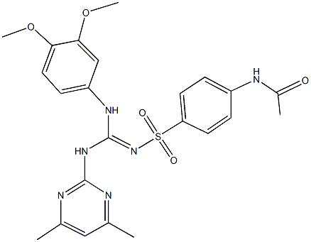 N-{4-[({(3,4-dimethoxyanilino)[(4,6-dimethyl-2-pyrimidinyl)amino]methylene}amino)sulfonyl]phenyl}acetamide 구조식 이미지