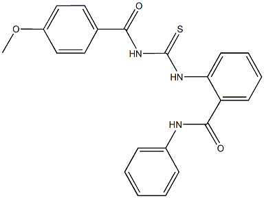 2-({[(4-methoxybenzoyl)amino]carbothioyl}amino)-N-phenylbenzamide Structure