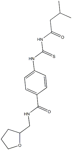 4-({[(3-methylbutanoyl)amino]carbothioyl}amino)-N-(tetrahydro-2-furanylmethyl)benzamide 구조식 이미지